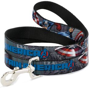 Dog Leash Captain America Avengers Logo Cityscape 6 Feet Long 1.0 Inch Wide