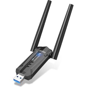 USB 3.0 WiFi 6E Adapter for Desktop PC, QGOO Tri-Band Axe 5400 Wireless Network Receiver/Dongle with 5dBi Dual Antennas, WiFi Card/Stick 6G/5G/2.4G for Laptop Computer Only Compatible Windows 11/10