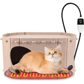 Heated Cat House for Indoor, Heated Cat Shelter Kitty Bed with Adjustable Temperature Heating pad,Heated pet House Scratch Resistant Caves in Saudi Arabia