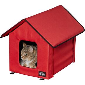 بيت القطط المدفأ - سرير للقطط بباب مزدوج مع سقف بسحاب، ووسادة تدفئة للحيوانات الأليفة، وغطاء شيربا - للجراج، أو الشرفة، أو الحظيرة، أو الطابق السفلي من بيت ميكر (رمادي) in Kuwait