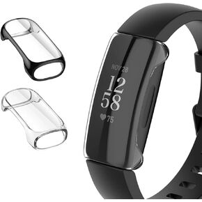 4 Pack TPU Case for Fitbit Inspire 2 Screen Protector, Soft Full-Around Watch Screen Protector, Rugged Bumper Cover Compatible with Fitbit Inspire 2 Smartwatch (Clear/Clear/Clear/Clear)