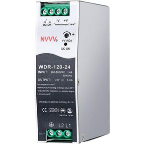 WDR-120-24 24V, Input:180~550VAC,Output:24VDC 5A, 120W Industrial DIN Rail Power Supply AC to DC Converter