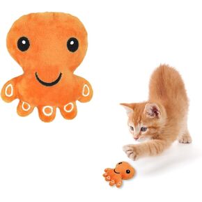 Andiker Cat Catnip Toys, Cat Interactive Toys for Indoor Cats, Soft Plush Cat Chew Toys with Crinkle Paper for Relieve Stress, Reduce Boredom, Teething (Orange) in Kuwait