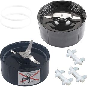 Pack of Cross Blade and milling Blade with 2pcs extra gasket and 3pcs rubber non-slip foot- Spare Replacement Parts，Compatible With 250W Magic Bullet Blender(Model MB1001/MB 1001B) (Plastic)