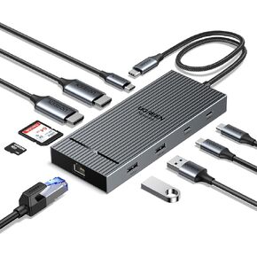 UGREEN Revodok Pro 10 in 1 USB C Docking Station Dual 4K@60hz Monitor, USB C Dock with Dual HDMI, USB A&C 10G Hub, SD/TF Card Reader, PD 100W Charging, USB C Hub with Gigabit Ethernet Adapter for Dell