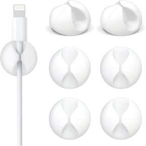 Cable Clips, Desk Cable Management Cord Organizer, 6 Pack White Self Adhesive Cord Holder Cable Clips, Wire Cable Holder for Nightstand, Desk, Office or Mouse Cord (Black)