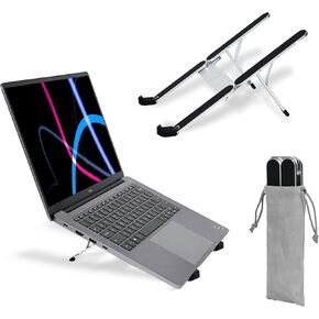 Portable Laptop Stand, Foldable Laptop Stand for Desk and Travel, Ergonomic 6-Level Angle Adjustable Computer Riser, Compact ABS Holder Compatible with All Lap Tops and iPad (10-15.6")