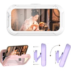 Waterproof Shower Phone Holder, 360° Rotatable, 60° Adjustable Tilt, Extendable Shower Phone Case Stand, Anti-Fog,Suitable for Bathroom, Kitchen, Compatible with Phones Up to 6.8 Inches