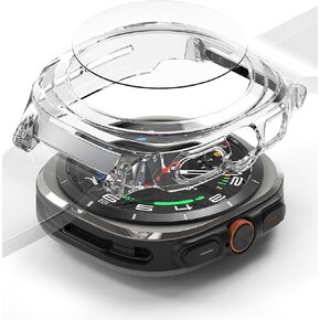 Ringke Slim Extend & Glass [Compatible with 24mm Bands] Designed for Samsung Galaxy Watch Ultra Case and Screen Protector, Lightweight Solid Cover & Tempered Glass - Titanium Black