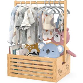Baby Shower Crate Closet, Shower Party Basket with Handle Storage Crate Hamper, Bamboo Gift Crate Box, Welcome Gift Basket for Newborn Boys Girls, Pregnancy Gifts for New Parents (Natural)