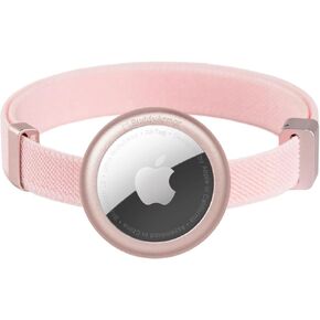 Safety Cat Collar Pro Airtag Holder Set, US IDA Gold Award Cat Collar w/Lockable Slider Non Breakaway Elastic Quick Release Cat Collar Airtag Holder for Small Large Cats (Blush Pink, S)