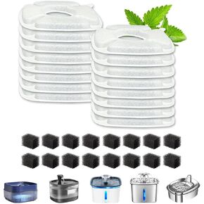 Cat Water Fountain Filter,8 Pack Replacement Filters & 8 Pack Replacement Pre-Filter Sponges for Veken 95oz/2.8L Pet Fountain Dog Water Dispenser