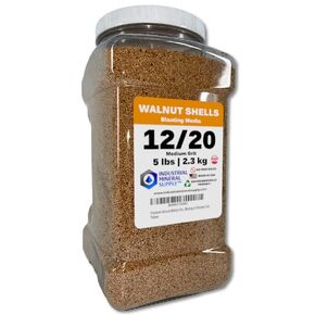Premium Ground Walnut Shell Media Grit Size 12/20-5 lbs/2.3 kg - Medium Grit Walnut Shells for Tumbling, Blasting or Vibratory Use