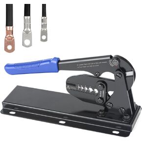 iCrimp Battery Cable Lug Crimping Tool Bench Mount Type with Built-in Cutter for AWG 8, 6, 4, 2, 1