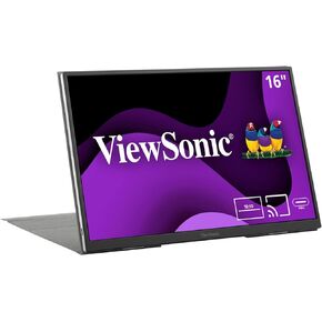 ViewSonic VG1656N 16 Inch 1200p IPS Wireless Portable Monitor with 2 Way Powered 60W USB C, Built-in 4000 mAh Battery and Stand with Smart Cover