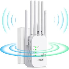 2024 Newest WiFi Extender,WiFi Extender Signal Booster for Home Cover up to 9000Sq.ft for 45+ Devices,WiFi Repeater with 6 Antennas 360° Full Coverage,1-Tap Setup &Ethernet Port - White