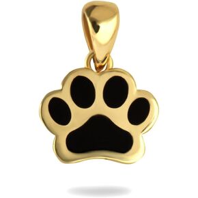 Fine 14k Gold Dog Paw Print Enamel Pendant