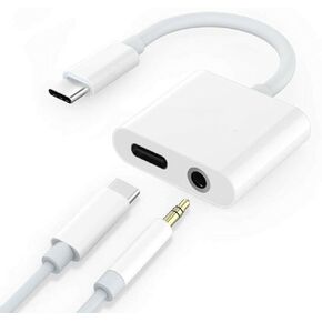 USB-C Headphone Adapter Earphone 3.5mm Jack Compatible with Samsung Galaxy Tab S9 FE/S7 FE/S9 FE Plus, Type-C Charger Port Splitter Mic Support Hands-Free Headset Adaptor