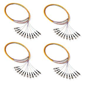 12 Fibers ST UPC Singlemode (SM) Fiber Optic Pigtail 1.2m ST Single Mode Fiber Cable Pigtail for Engineering Network Fiber Access, 4 Packs