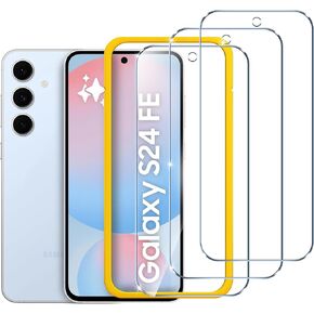 ivoler 3 Pack Tempered Glass for Samsung Galaxy S24 FE 5G 6.7" 2024 Screen Protector with [Easy Installation Frame], Anti-Scratch Case Friendly Clear HD Film for Samsung Galaxy S24 FE 5G 6.7 Inch