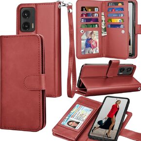 Tekcoo Wallet Case for Motorola Moto G Stylus 5G | 2024 Only | 6.7" Display, PU Leather ID Cash Credit Card Slots Holder Carrying Pouch Flip Cover [Detachable Magnetic Hard Cases] Lanyard - Black