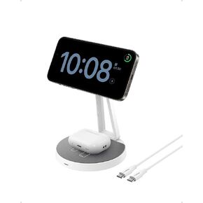 2-in-1 Mag-Safe Charger Stand - Wireless Charger Charging Station for Multiple Devices, Magnetic Wireless Charger Fiber Surface Mag-Safe Charger Stand for iPhone 16/15/14/13/12, Samsung, AirPods