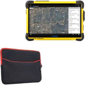 BoxWave Case Compatible with Trimble T10 - SoftSuit with Pocket, Soft Pouch Neoprene Cover Sleeve Zipper Pocket - Jet Black with Red Trim