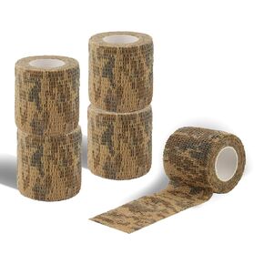 WALWAL Camouflage Self-Adhesive Tape, 2" x 14.76 ft Multifunctional Non-Woven Fabric Stealth Tape for Hunting Gear & Outdoor Equipment, Jungle Woodland Concealment Aid（Desert Camouflage,4Pcs）