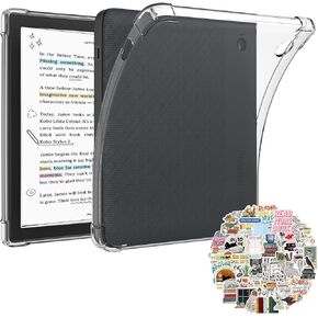 Clear Case for 7 inch Kobo Libra Colour/Kobo Libra 2 eReader/Reinforced Corners Cover/2in 1 Case with 50 Stickers,Lightweight and Scratch-Proof Silicone Back Cover