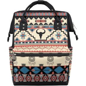 QsirBC Fun Aztec Diaper Bag Backpack Mommy Bags with Pocket Stroller Straps Waterproof Daypack for Mom Dad Travel Casual