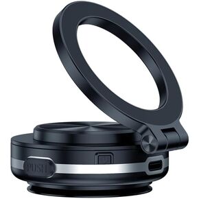 Electric Vacuum Magnetic Car Phone Mount - 360° Rotating Magnetic Phone Holder,Strong Magnetic Grip for Car Kitchen Mirro Gym Bath Shower Compatible with iPhone & Android (Black)