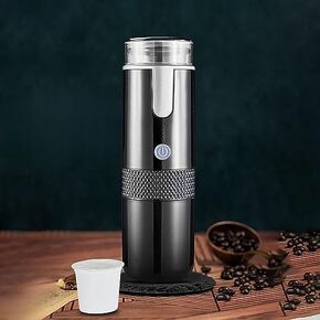 Jiawu Portable Espresso Machine, Mini Handheld Coffee Maker, Rechargeable Electric Coffee Machine, Travel Coffee Maker Compatible with K Capsule & Ground Coffee for Camping or Hiking