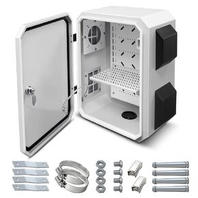 Outdoor Electrical Box, Cold-Rolled Steel Plate, Aluminum Alloy Back Beam, One-Piece Ventilation Design, IP65 Waterproof, Wall/Pole Mounted (15.7" x 11.8" x 7.9")