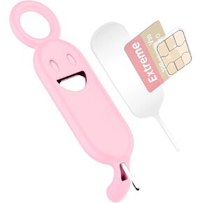 SIM Card Holder Contains Eject Pins Needle Opener Ejector for iPhone, Universal SIM Card Removal Tool for Smartphone Smile (Pink)
