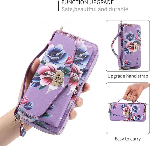 LITOU Compatible for iPhone 14 Plus Wallet Case for Women with Detachable Magnetic Phone Case Support Wireless Charging,RFID Blocking Card Holder,Crossbody Strap Wristlet.B4 in Kuwait
