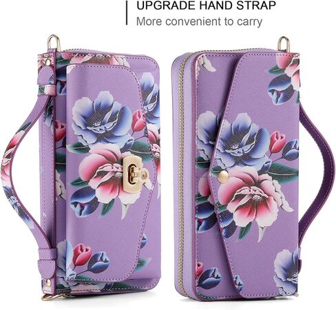 LITOU Compatible for iPhone 14 Plus Wallet Case for Women with Detachable Magnetic Phone Case Support Wireless Charging,RFID Blocking Card Holder,Crossbody Strap Wristlet.B4 in Kuwait