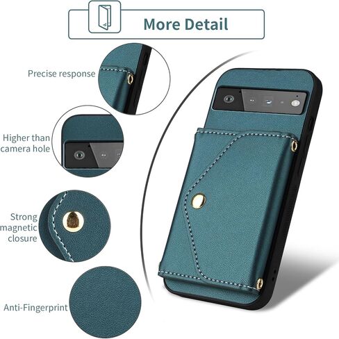 Wallet Case for Google Pixel 6 Pro with Wrist Lanyard Shoulder Strap,PU Leather Credit Card Holder Stand Accessories Cell Phone Cover for Pixel6Pro Pixel6 XL 6XL Pixle 6Pro 5G Women Men Black in Kuwait