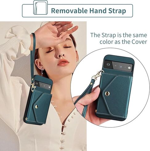 Wallet Case for Google Pixel 6 Pro with Wrist Lanyard Shoulder Strap,PU Leather Credit Card Holder Stand Accessories Cell Phone Cover for Pixel6Pro Pixel6 XL 6XL Pixle 6Pro 5G Women Men Black in Kuwait