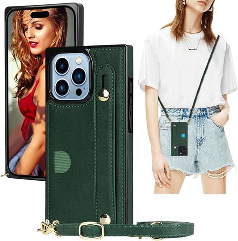 Ysnzaq Crossbody Wallet Case for Apple iPhone 16 Pro (Not 16), Adjustable Long Lanyard with Card Slot Holder Phone Cover for Apple iPhone 16 Pro WD Rose Gold in Saudi Arabia