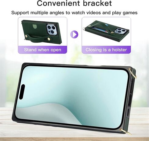 Ysnzaq Crossbody Wallet Case for Apple iPhone 16 Pro (Not 16), Adjustable Long Lanyard with Card Slot Holder Phone Cover for Apple iPhone 16 Pro WD Rose Gold in Saudi Arabia