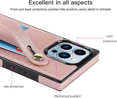 Ysnzaq Crossbody Wallet Case for Apple iPhone 16 Pro (Not 16), Adjustable Long Lanyard with Card Slot Holder Phone Cover for Apple iPhone 16 Pro WD Rose Gold in Saudi Arabia