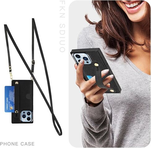 Ysnzaq Crossbody Wallet Case for Apple iPhone 16 Pro (Not 16), Adjustable Long Lanyard with Card Slot Holder Phone Cover for Apple iPhone 16 Pro WD Rose Gold in Saudi Arabia