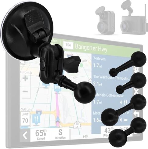 لشاحنة Garmin RV GPS Mount dezl OTR1020 820 720 620 RV 1095 895 795 Overlander DriveSmart 86 76 66 ولحامل Garmin Car GPS Nuvi ولحامل Garmin Dash Cam على الزجاج الأمامي (6 رؤوس كروية) in Kuwait