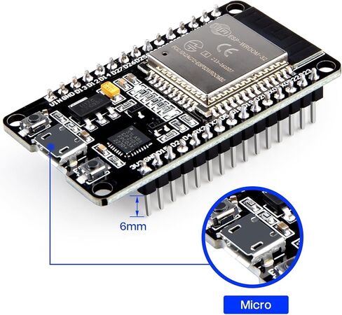 ELEGOO 3 قطع ESP-WROOM-32 لوحة تطوير Micro-USB، 2.4 جيجا هرتز وضع مزدوج واي فاي + بلوتوث وحدة تحكم دقيقة ثنائية النواة لـ Arduino IDE، تدعم AP/STA/AP+STA، رقاقة CP2102 in Saudi Arabia