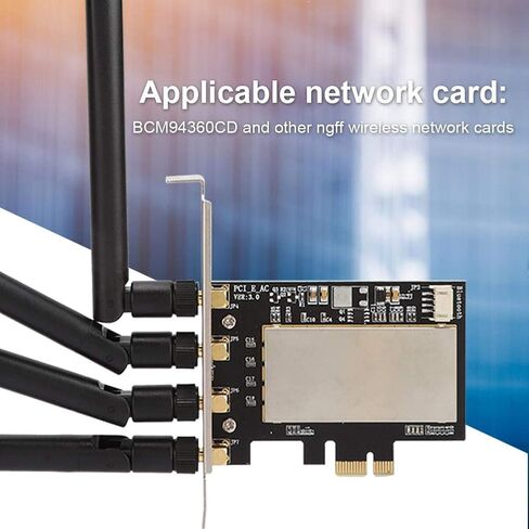 ASHATA Wireless Network Card Adapter, BCM94360CD Adapter NGFF to PCI-E Converter Desktop Wireless Network Card Adapter Card in Saudi Arabia