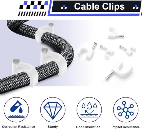 Litoexpe 500pcs Cable Clips with Steel Nails 4mm 5mm 6mm 8mm 10mm Cable Wire Clips Nail for Cords Cable Management G6 RG59 CAT6 RJ45 Ethernet Cable Clips Coaxial Clamps (Black) in Saudi Arabia