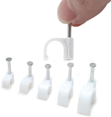 Litoexpe 500pcs Cable Clips with Steel Nails 4mm 5mm 6mm 8mm 10mm Cable Wire Clips Nail for Cords Cable Management G6 RG59 CAT6 RJ45 Ethernet Cable Clips Coaxial Clamps (Black) in Saudi Arabia
