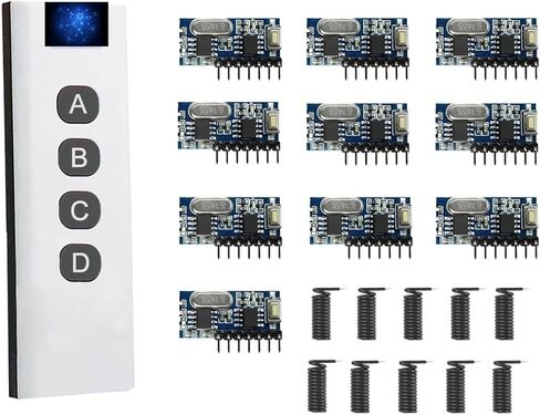 QIACHIP Wireless 433Mhz RF Module Receiver and Transmitter Remote Control Built-in Learning Code 1527 Decoding 4 Channel Output (Transmitter and Receiver kit) in Saudi Arabia