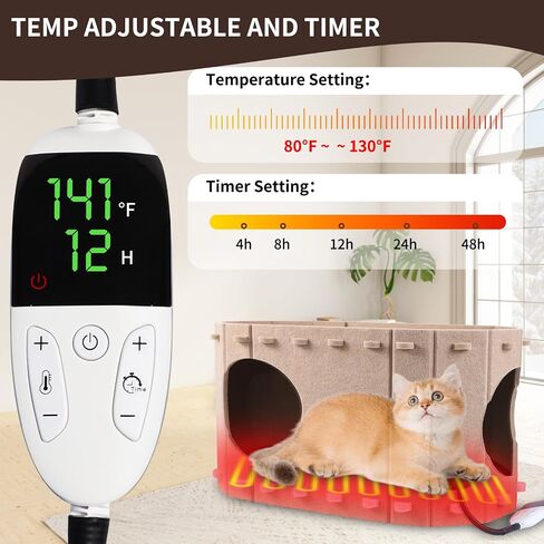 Heated Cat House for Indoor, Heated Cat Shelter Kitty Bed with Adjustable Temperature Heating pad,Heated pet House Scratch Resistant Caves in Saudi Arabia