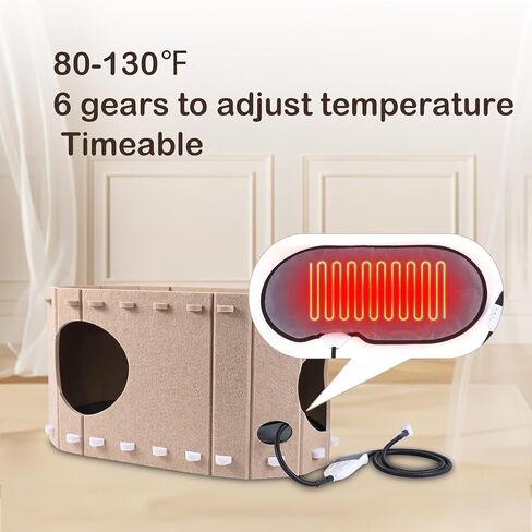 Heated Cat House for Indoor, Heated Cat Shelter Kitty Bed with Adjustable Temperature Heating pad,Heated pet House Scratch Resistant Caves in Saudi Arabia